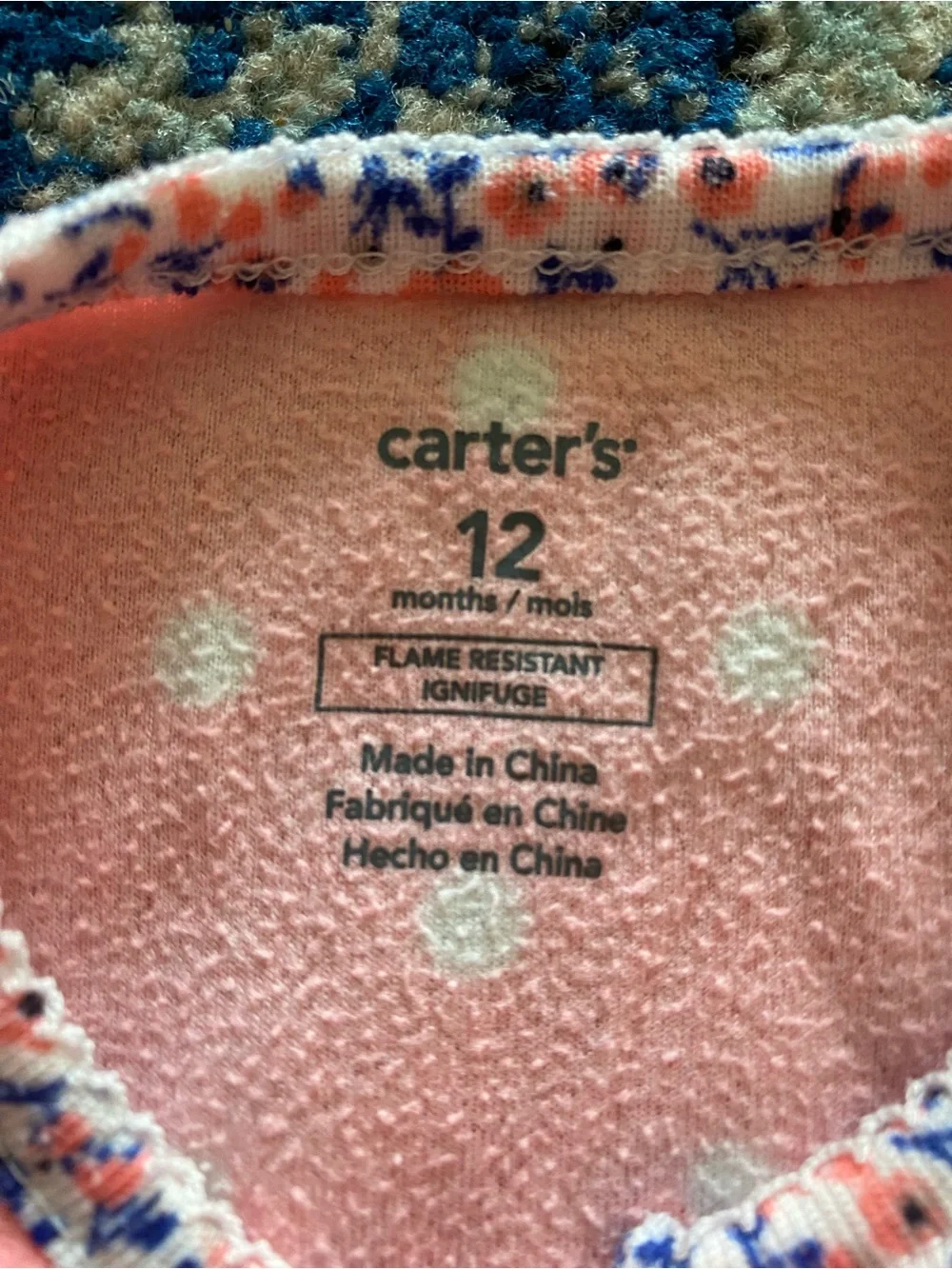 Carter's Pink Polka Dot Footed One-Piece with LOVE Applique